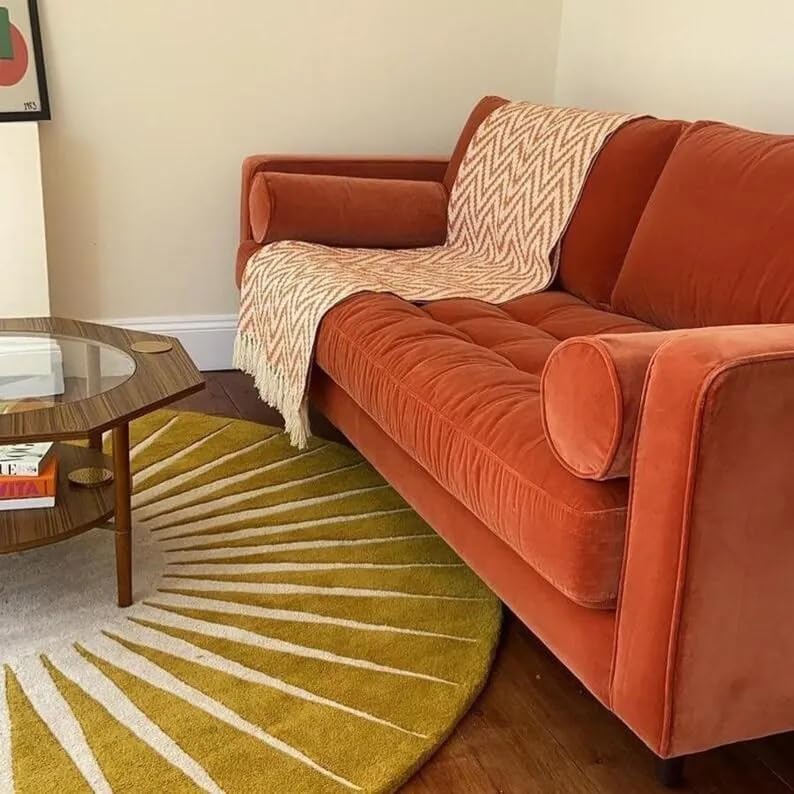 Yellow 7x7 Round Sun Design Rug