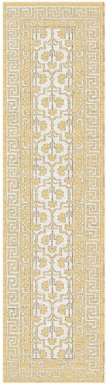 Yellow Flower Printed Rectangular Floral Rug