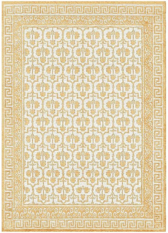 Yellow Flower Printed Rectangular Floral Rug