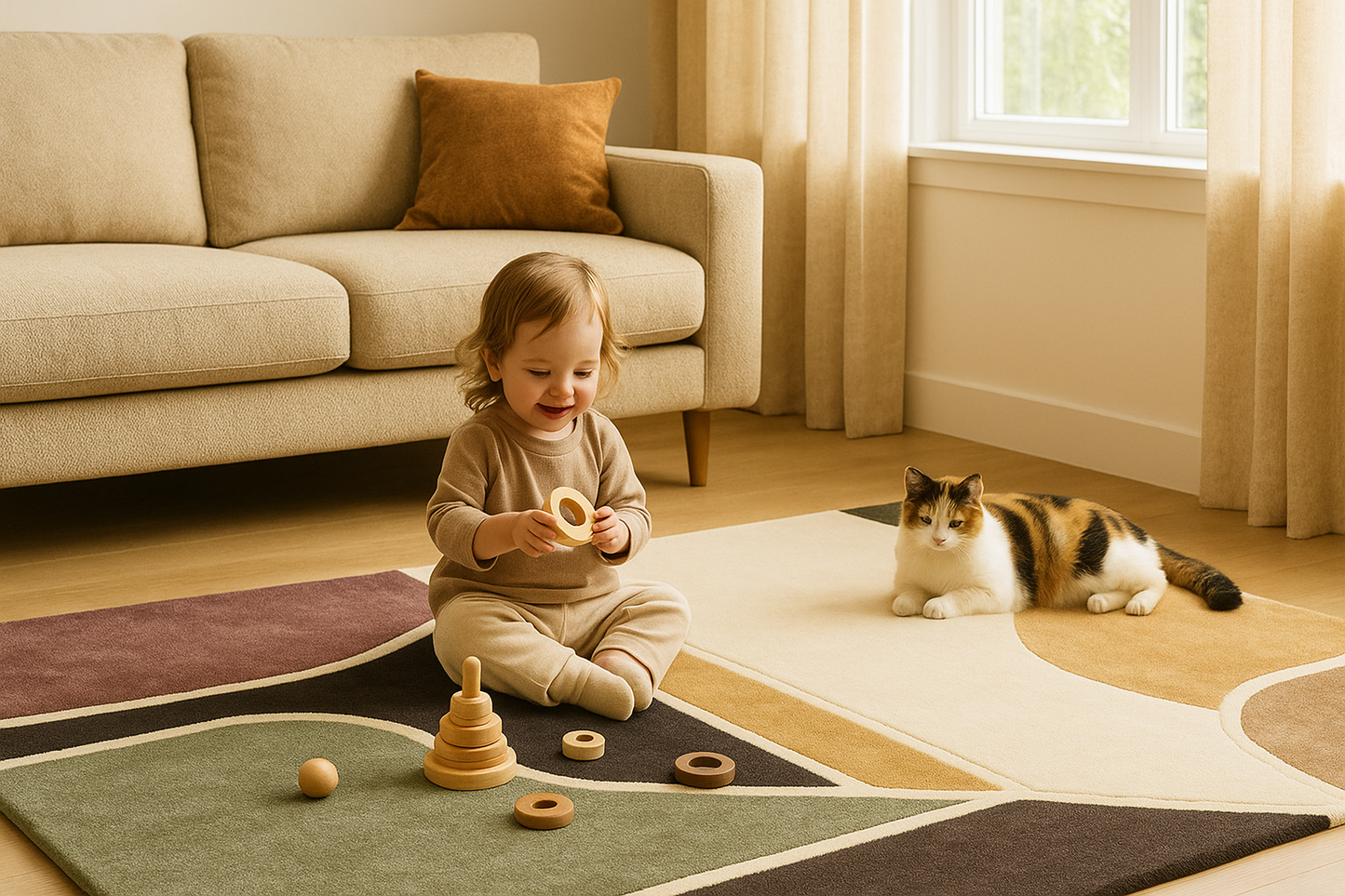 Woolen Handtufted - Aven, Wool Rug Soft Carpet ,Living Room Rug