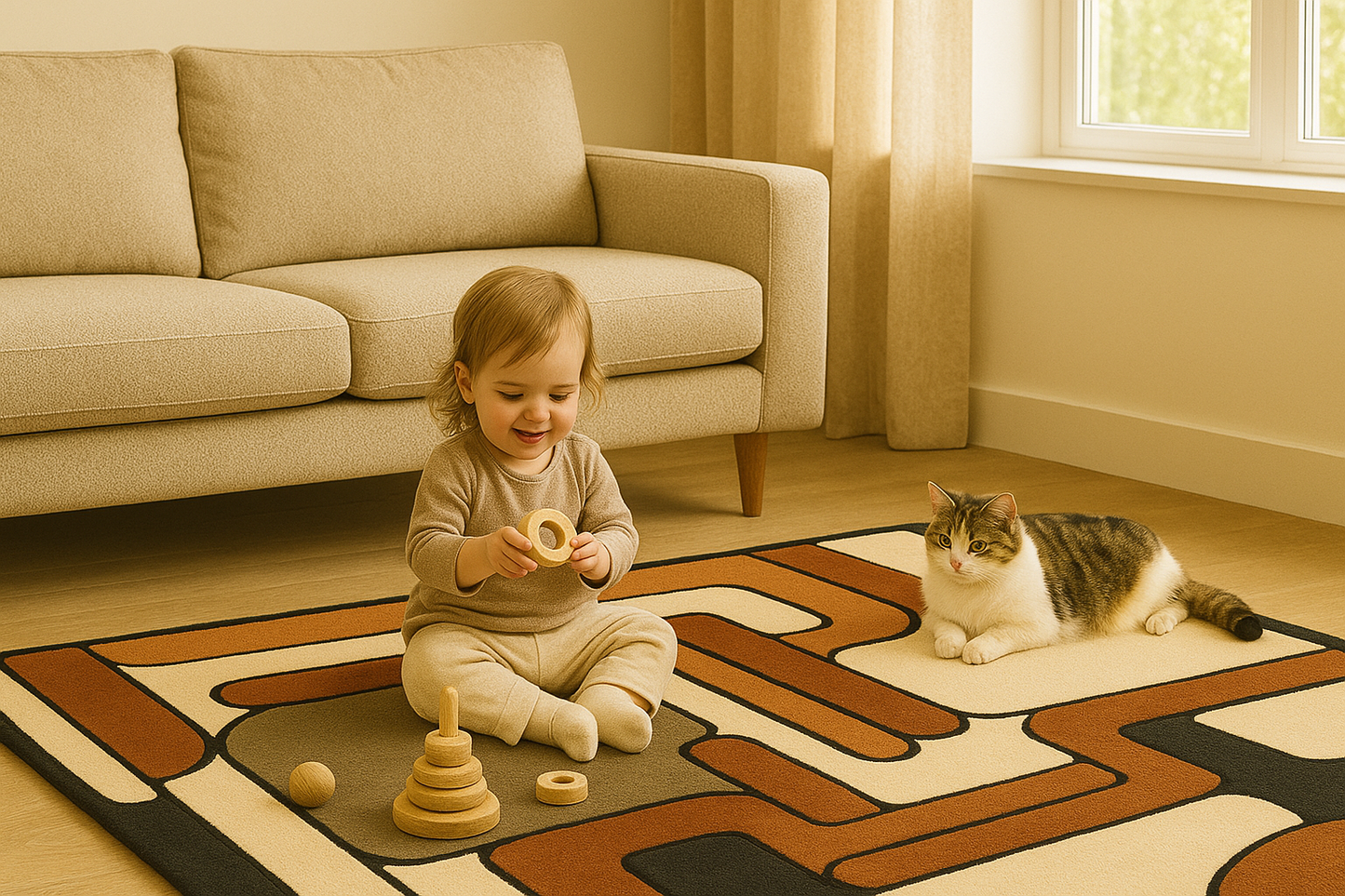 Woolen Handtufted -Löké, Wool Rug Soft Carpet Rugs