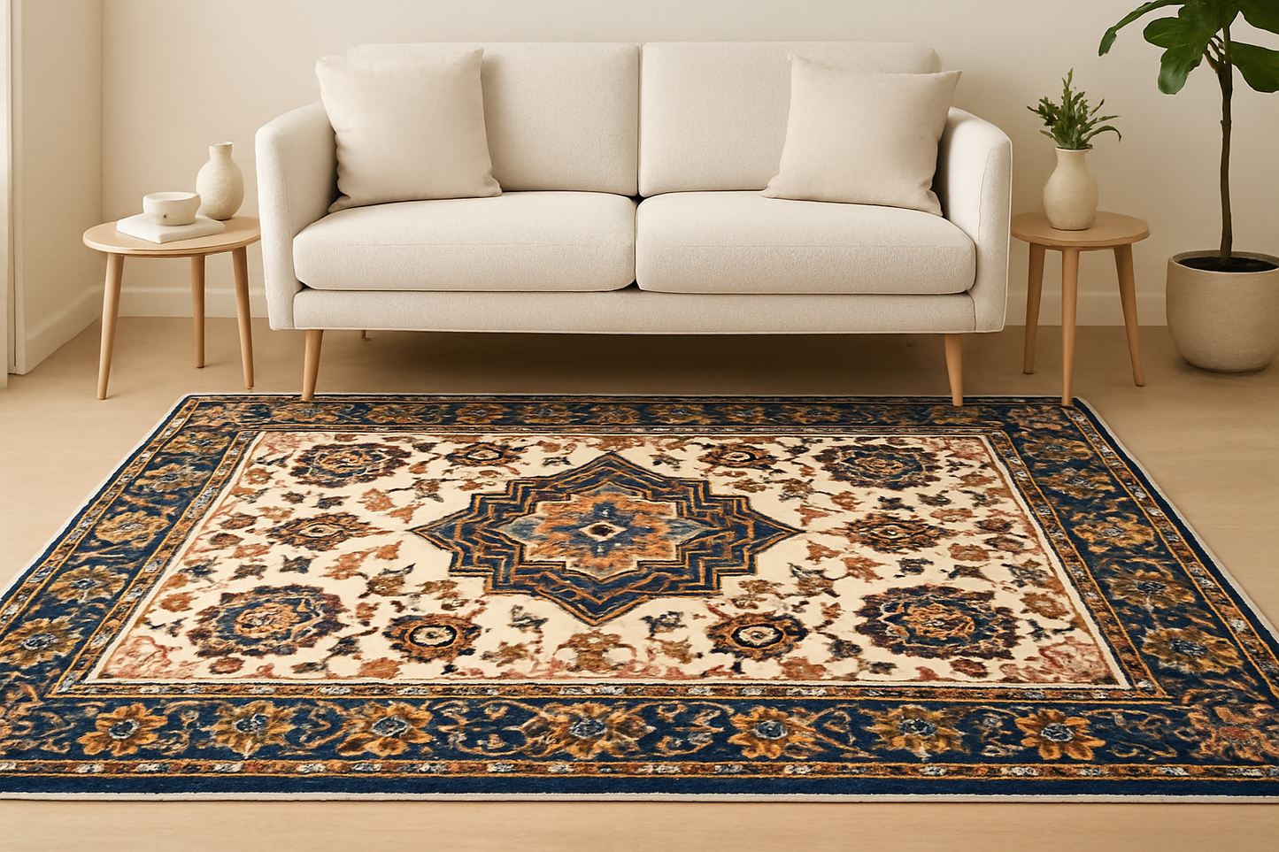 Wool Handtufted Royal Rosette Wool Rug Soft Carpet, Living Room rugs