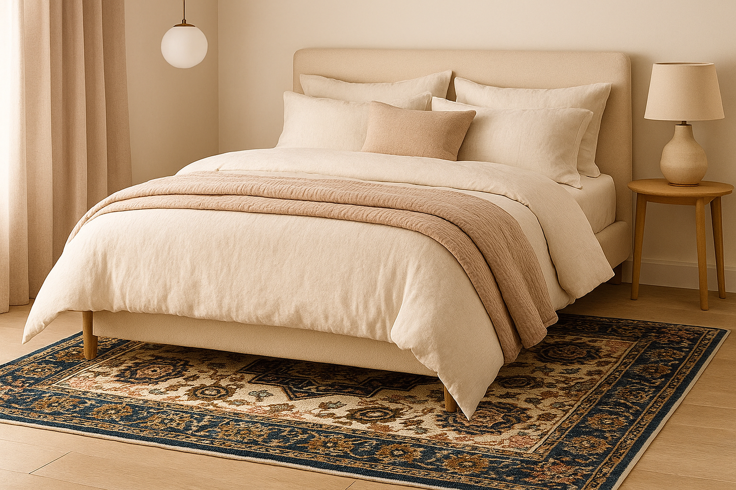 Wool Handtufted Royal Rosette Wool Rug Soft Carpet, Living Room rugs
