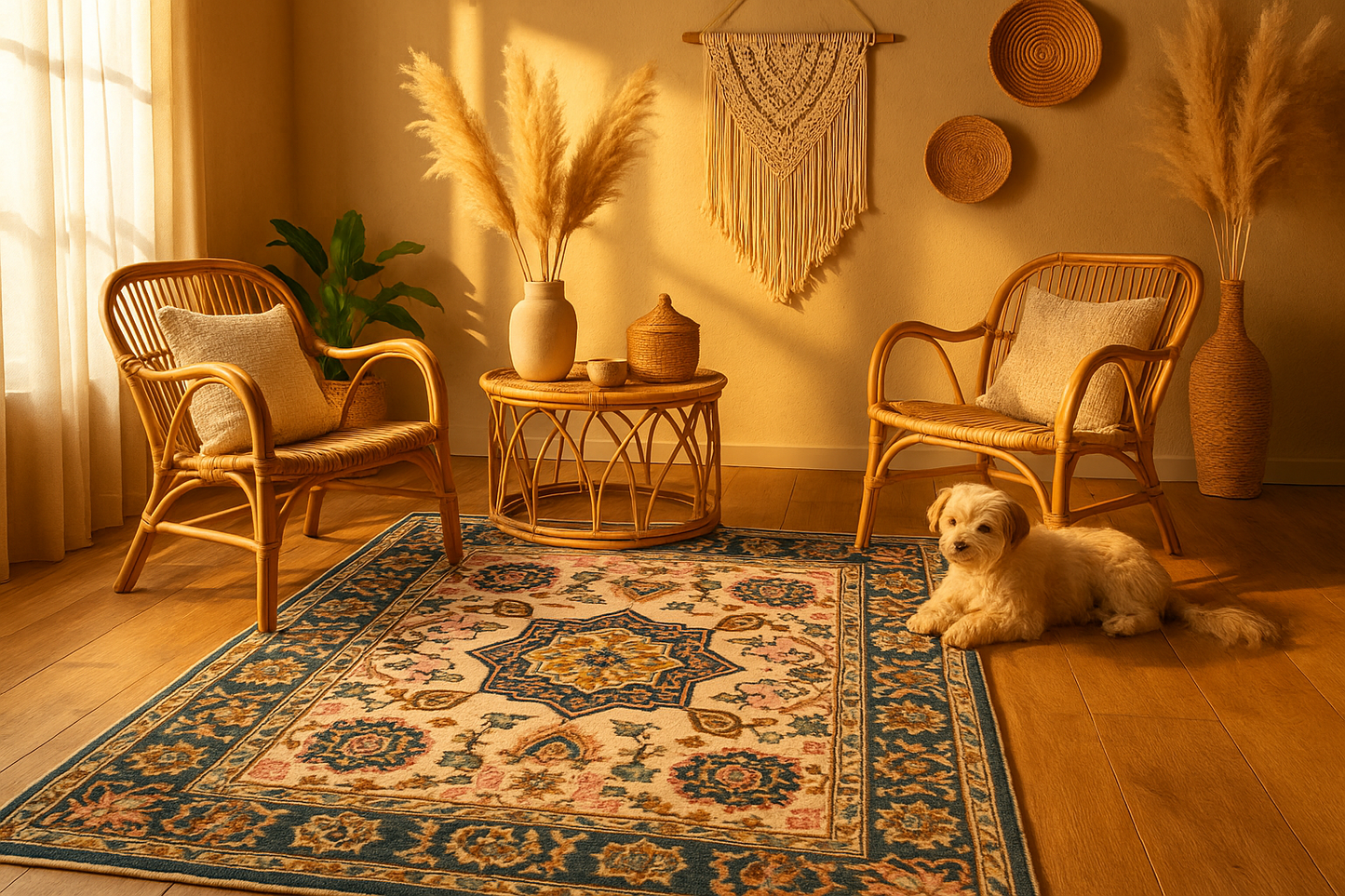 Wool Handtufted Royal Rosette Wool Rug Soft Carpet, Living Room rugs