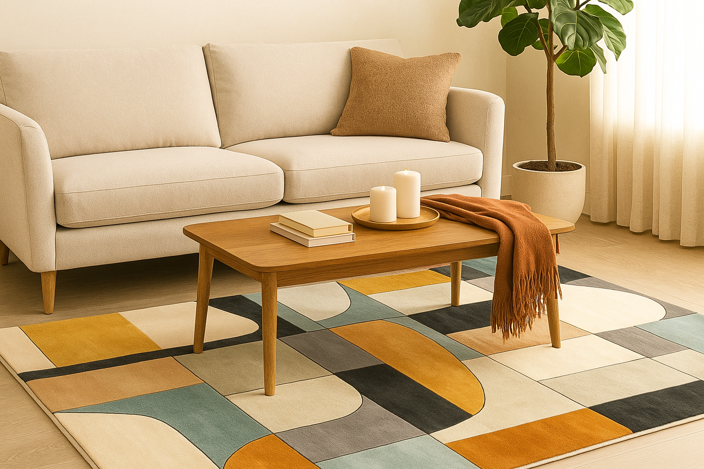 Wool Handtufted - Retroflux Wool Rug Soft  Carpet, Living Room rugs