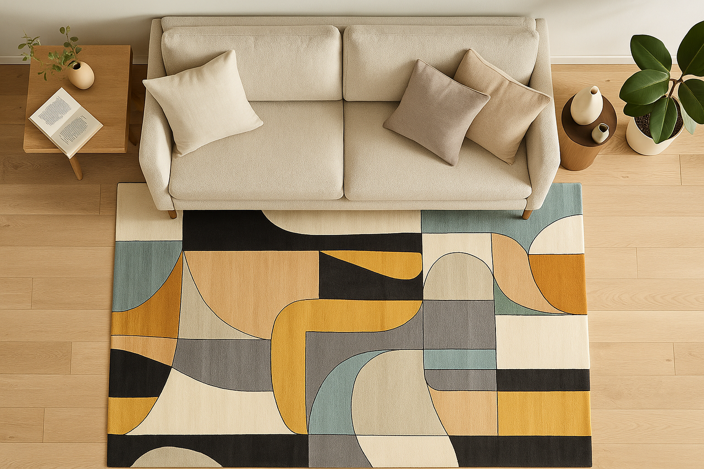 Wool Handtufted - Retroflux Wool Rug Soft  Carpet, Living Room rugs