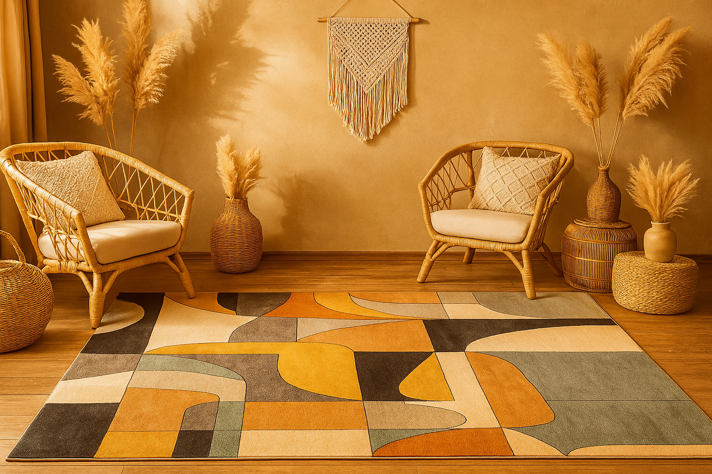 Wool Handtufted - Retroflux Wool Rug Soft  Carpet, Living Room rugs