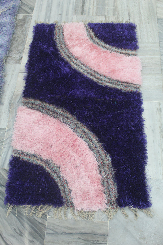 PURPLE AND LIGHT PINK RECTANGULAR SHAGGY RUG