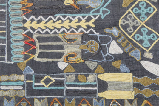ANCIENT DRAW PATTERN JUTE CUSHION COVER