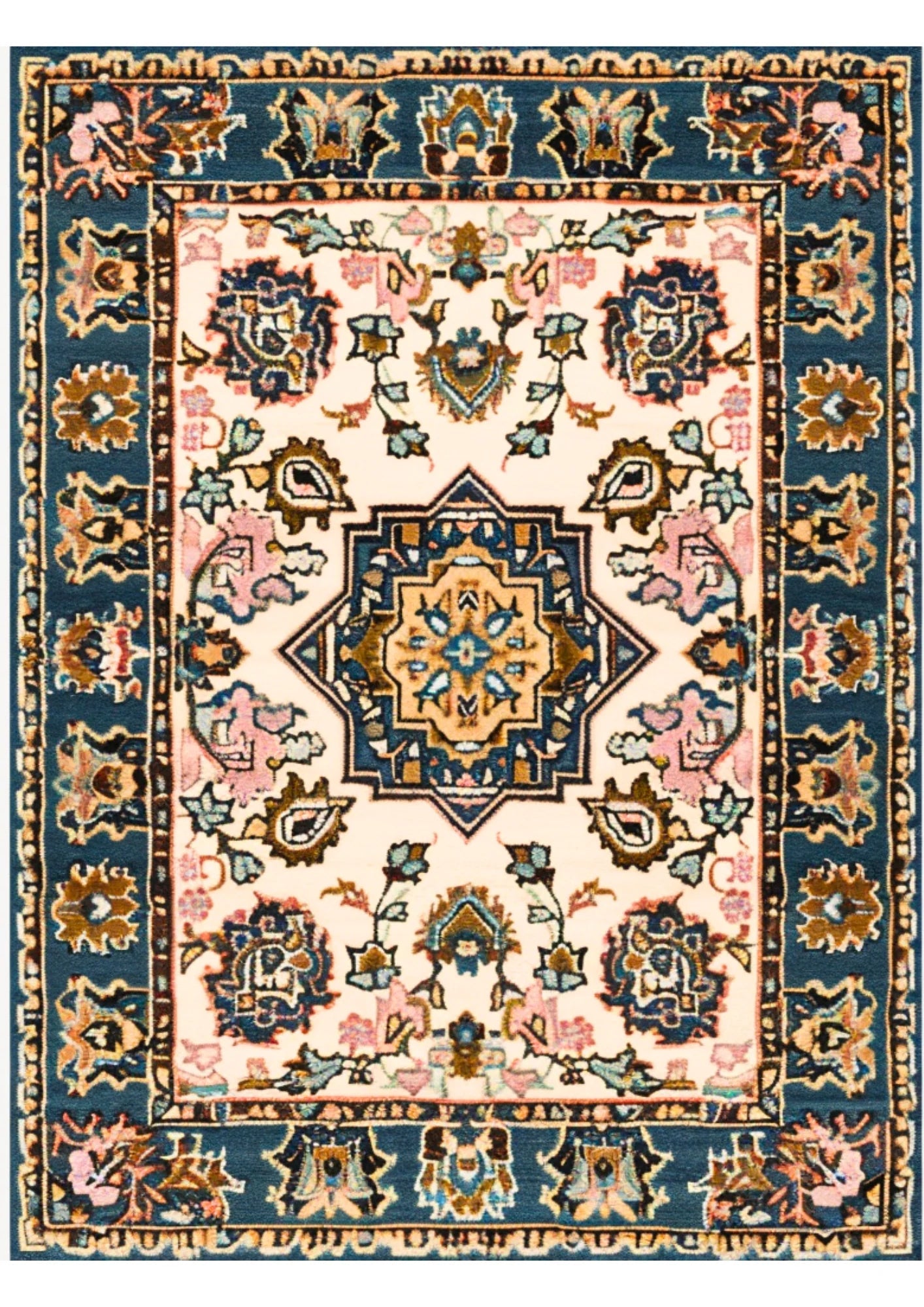 Wool Handtufted Royal Rosette Wool Rug Soft Carpet, Living Room rugs