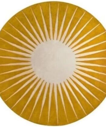 Yellow 7x7 Round Sun Design Rug
