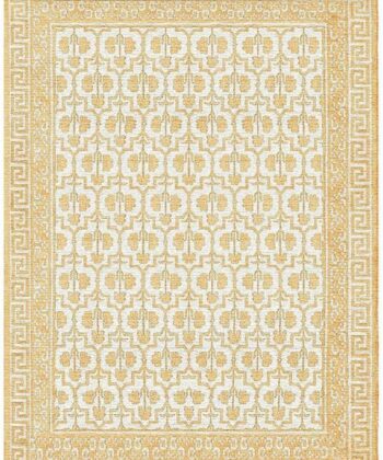 Yellow Flower Printed Rectangular Floral Rug